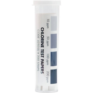 Bandelettes de Mesure pour Désinfectant, Chlore 200 ppm, 200/pqt