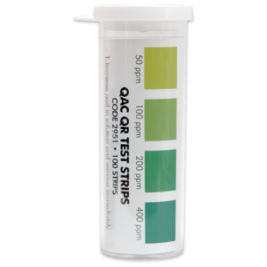 Bandelettes de Mesure pour Désinfectant, Ammoniac Quaternaire, 400 ppm, 100/pqt